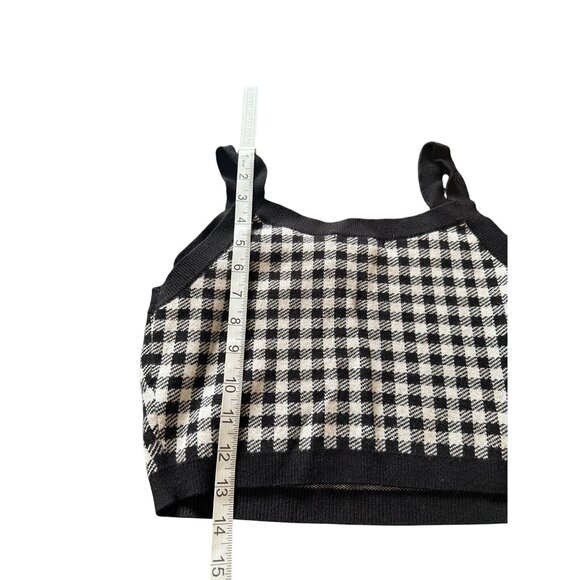 Forever 21 Black & White Gingham Knit Cropped Tank Top Size L - Picture 4 of 7